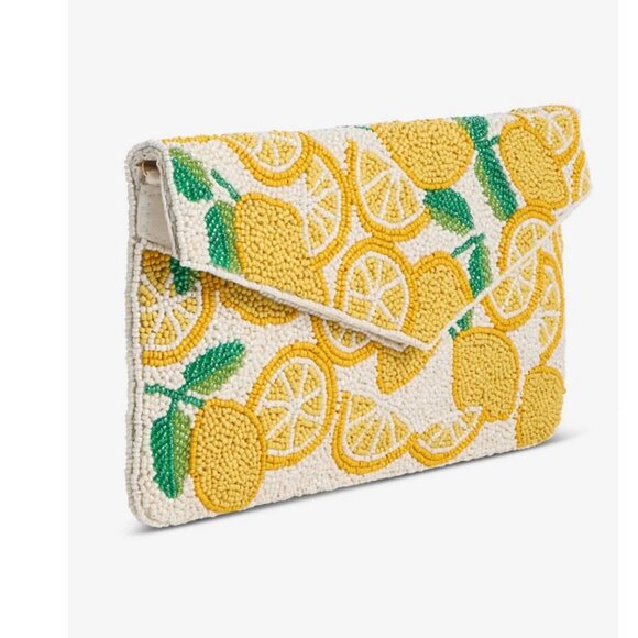 On 34th hand beaded envelope evening clutch - Yellow lemons - Picture 8 of 11